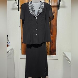 Chic Black Button-Up Dress with Paisley Detail